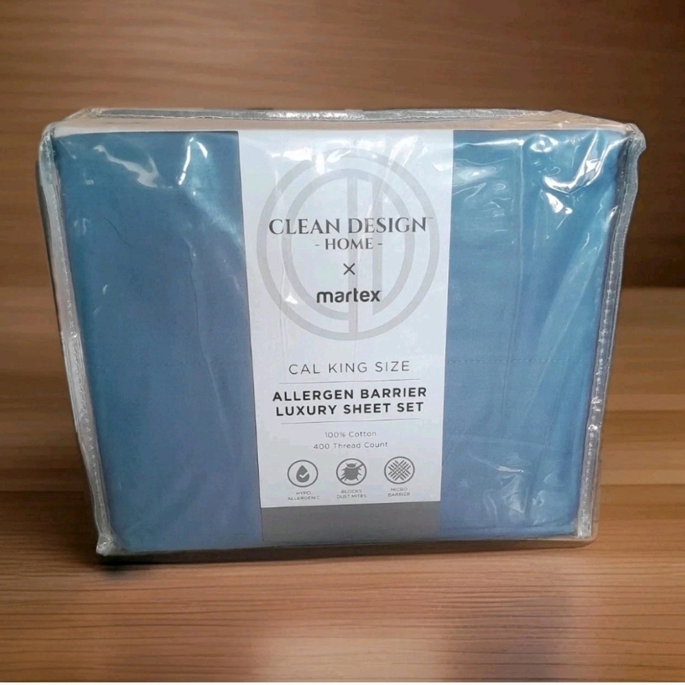 CLEAN DESIGN HOME X MARTEX ALLERGEN BARRIER COTTON SHEET SET CALIFORNIA KING